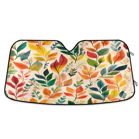Yayeee Car Windshield Sun Shade Universal Fit Front Visor Protector, Orange Leaves
