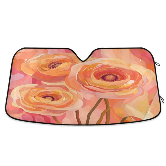 Yayeee Car Windshield Sun Shade Universal Fit Front Visor Protector, Pink Flowers