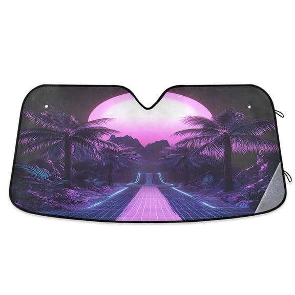 Yayeee Car Windshield Sun Shade Universal Fit Front Visor Protector, Pink Road