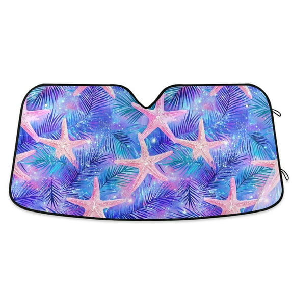 Yayeee Car Windshield Sun Shade Universal Fit Front Visor Protector, Pink Starfish Pattern
