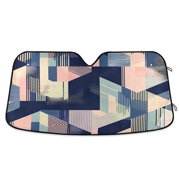 Yayeee Car Windshield Sun Shade Universal Fit Front Visor Protector, Pink Stripes