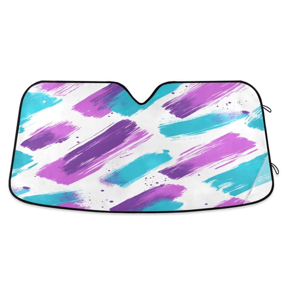 Yayeee Car Windshield Sun Shade Universal Fit Foldable Front Window Visor Protector, Size 55"x27.6", Purple Drawing