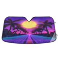 thumbnail image 1 of Yayeee Car Windshield Sun Shade Universal Fit Front Visor Protector, Purple Neon Road, 1 of 8