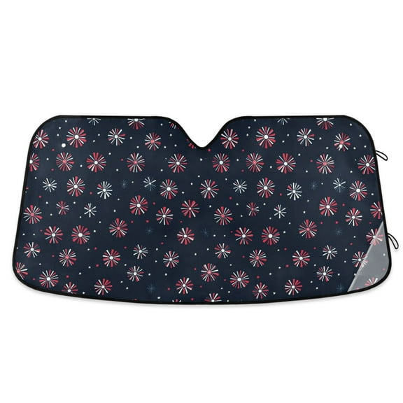 Yayeee Car Windshield Sun Shade Universal Fit Front Visor Protector, Red Fireworks Pattern