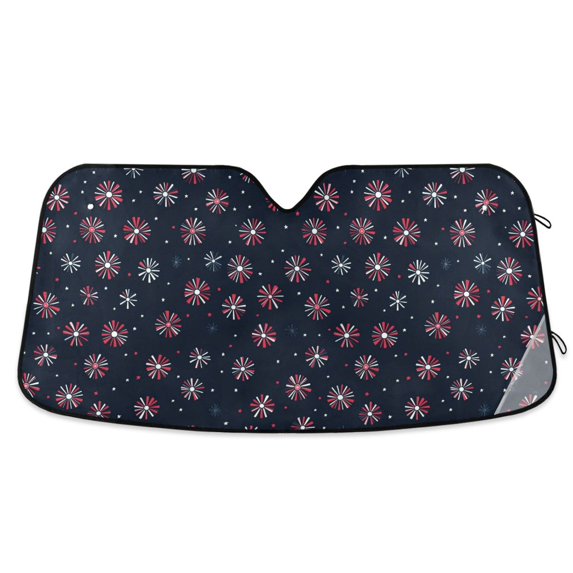 Yayeee Car Windshield Sun Shade Universal Fit Front Visor Protector, Red Fireworks Pattern