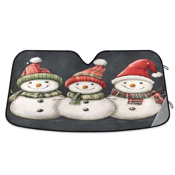 Yayeee Car Windshield Sun Shade Universal Fit Foldable Front Window Visor Protector, Size 55"x27.6", Red Snowmen