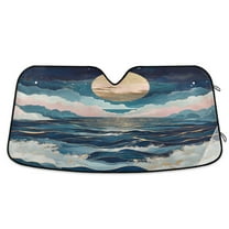 Yayeee Car Windshield Sun Shade Universal Fit Front Visor Protector, Rolling Waves