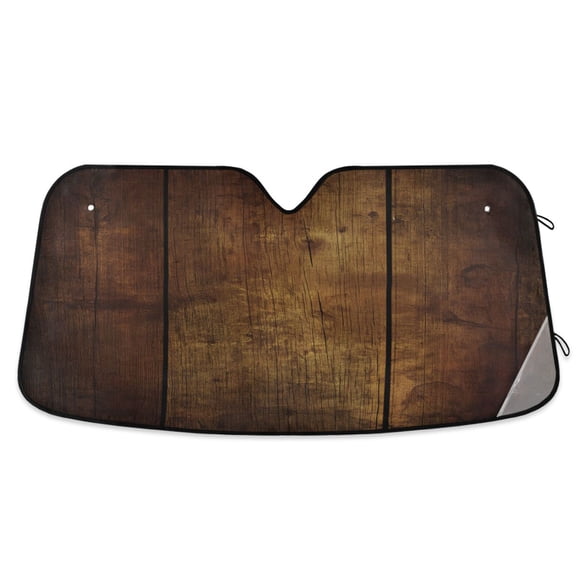 Yayeee Car Windshield Sun Shade Universal Fit Front Visor Protector, Wood Grain