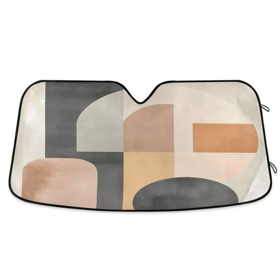 Yayeee Car Windshield Sun Shade Universal Fit Front Visor Protector, Abstract Shapes