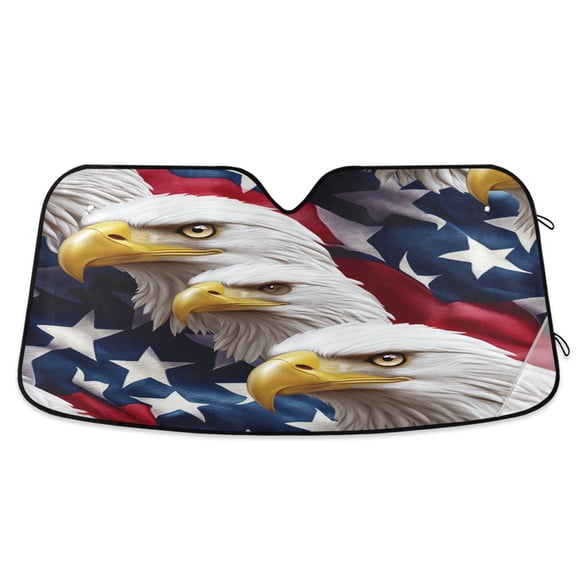 Yayeee Car Windshield Sun Shade Universal Fit Foldable Front Window Visor Protector, Size 57"x31.5", American Eagle Pattern