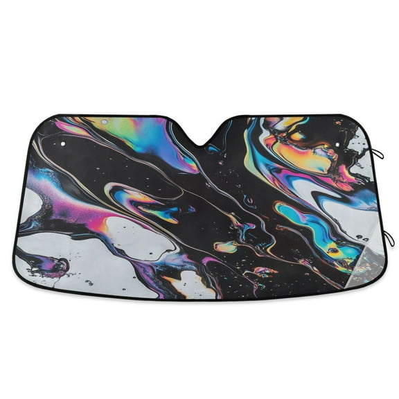 Yayeee Car Windshield Sun Shade Universal Fit Foldable Front Window Visor Protector, Size 57"x31.5", Black