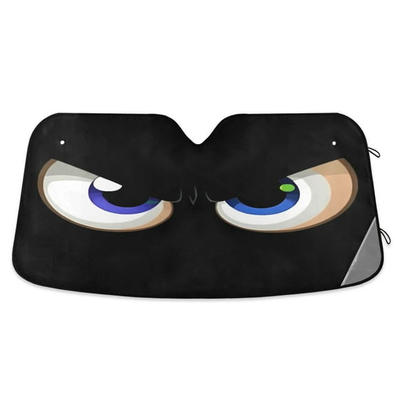 Yayeee Car Windshield Sun Shade Universal Fit Front Visor Protector, Blue Cartoon Eyes Pattern