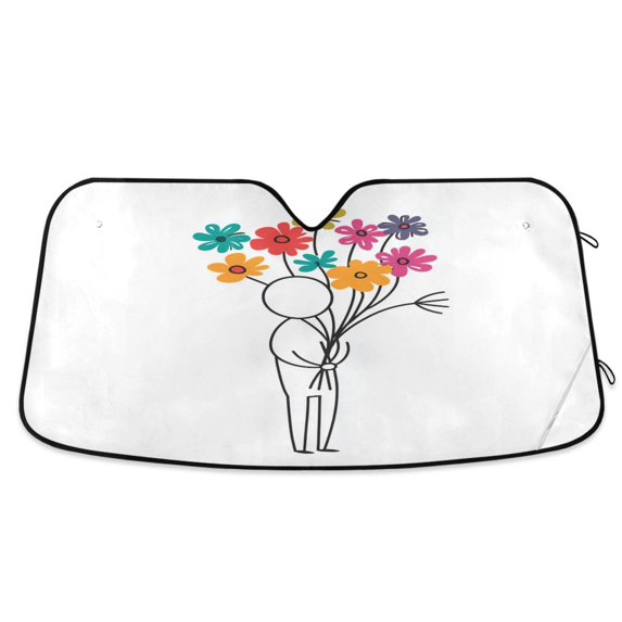 Yayeee Car Windshield Sun Shade Universal Fit Front Visor Protector, Colorful Flower
