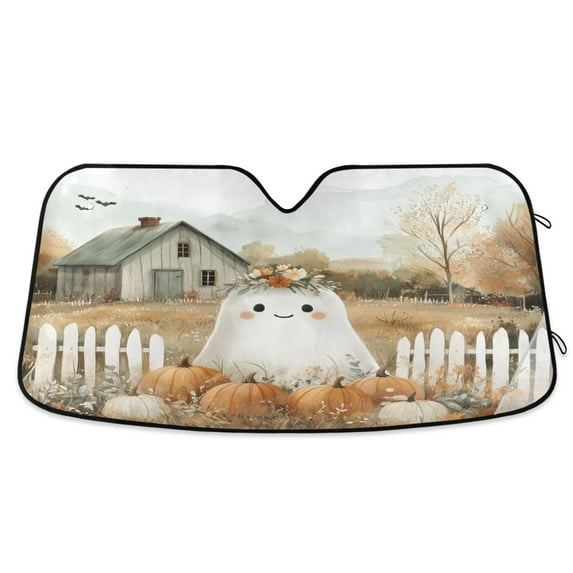 Yayeee Car Windshield Sun Shade Universal Fit Front Visor Protector, Cute Halloween Pumpkins