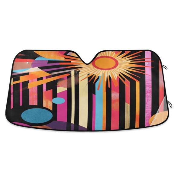 Yayeee Car Windshield Sun Shade Universal Fit Foldable Front Window Visor Protector, Size 57"x31.5", Futuristic Sun