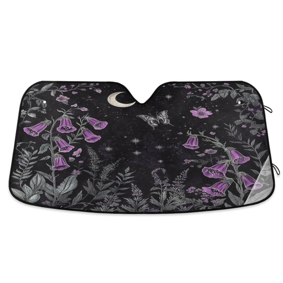 Yayeee Car Windshield Sun Shade Universal Fit Front Visor Protector, Gothic Floral Print