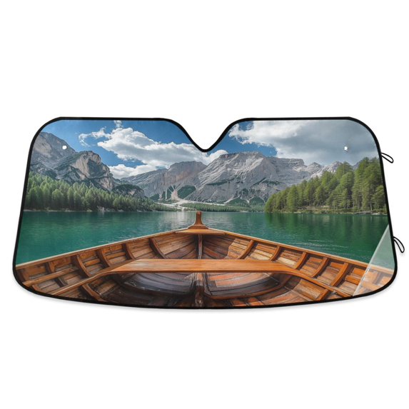 Yayeee Car Windshield Sun Shade Universal Fit Front Visor Protector, Lake