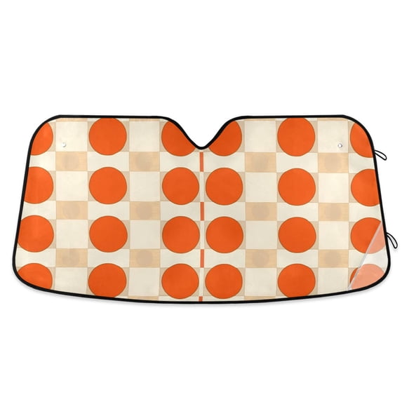 Yayeee Car Windshield Sun Shade Universal Fit Front Visor Protector, Orange Geometric Circles