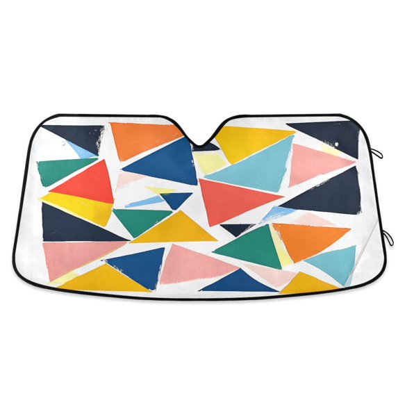 Yayeee Car Windshield Sun Shade Universal Fit Front Visor Protector, Red Triangles