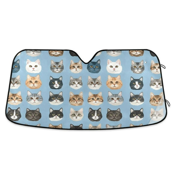 Yayeee Car Windshield Sun Shade Universal Fit Front Visor Protector, Vibrant Cute Cat