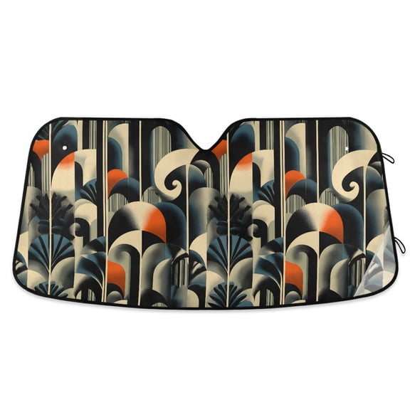 Yayeee Car Windshield Sun Shade Universal Fit Foldable Front Window Visor Protector, Size 55"x27.6", Art Leaves Pattern