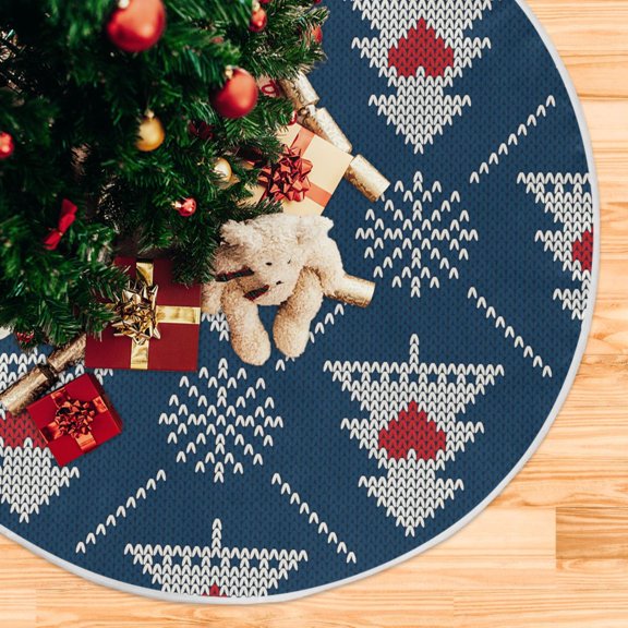 Yayeee Christmas Tree Skirt 35 inches for Xmas Tree Holiday Party Decoration, Blue Christmas Tree