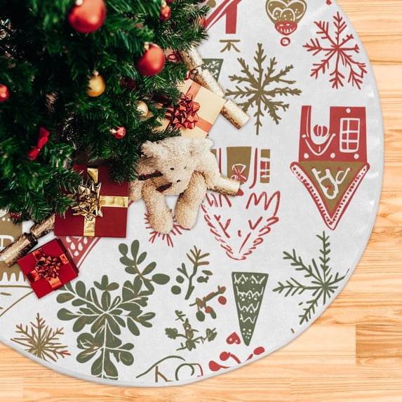 Yayeee Christmas Tree Skirt 35 inches for Xmas Tree Holiday Party Decoration, Brown Nordic Christmas House