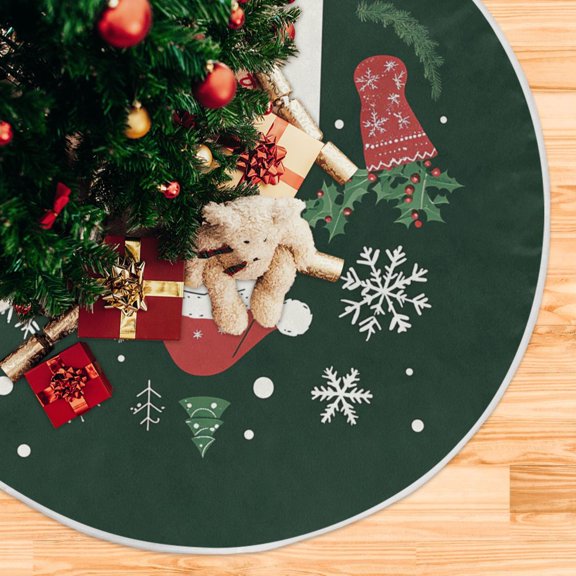 Yayeee Christmas Tree Skirt 35 inches for Xmas Tree Holiday Party Decoration, Christmas Dog