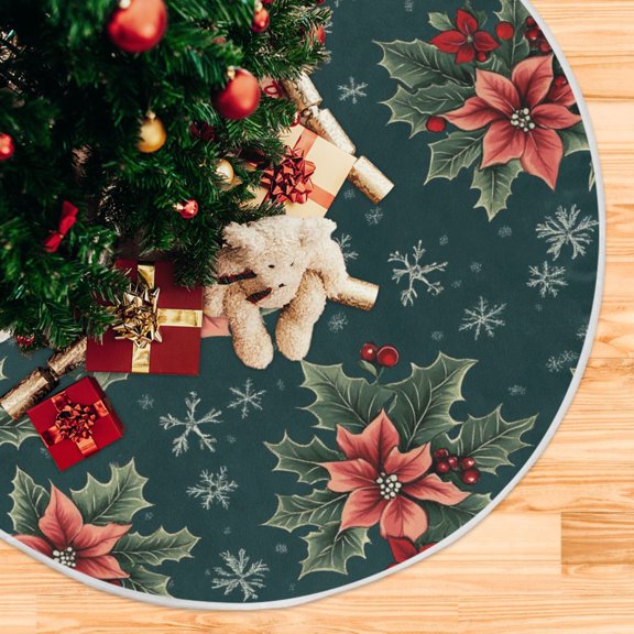 Yayeee Christmas Tree Skirt 35 inches for Xmas Tree Holiday Party Decoration, Floral Christmas