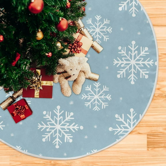 Yayeee Christmas Tree Skirt 35 inches for Xmas Tree Holiday Party Decoration, Gray Snowflake