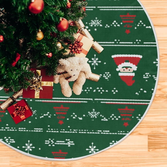 Yayeee Christmas Tree Skirt 35 inches for Xmas Tree Holiday Party Decoration, Green Christmas Trees