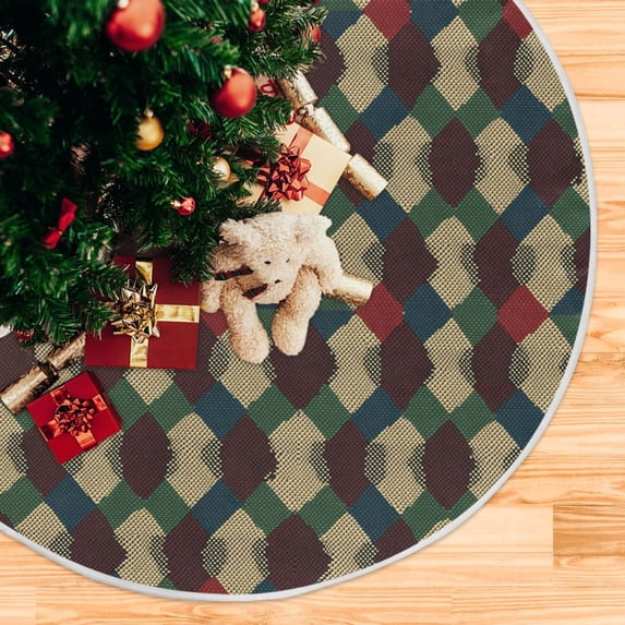 Yayeee Christmas Tree Skirt 35 inches for Xmas Tree Holiday Party Decoration, Green Tartan Pattern