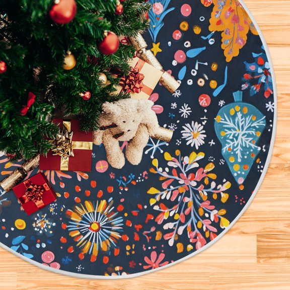 Yayeee Christmas Tree Skirt 35 inches for Xmas Tree Holiday Party Decoration, Pink Christmas Splendor