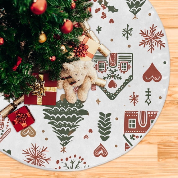 Yayeee Christmas Tree Skirt 35 inches for Xmas Tree Holiday Party Decoration, White Nordic Christmas House