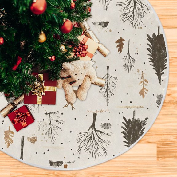 Yayeee Christmas Tree Skirt 47 inches for Xmas Tree Holiday Party Decoration, Beige Christmas Forest