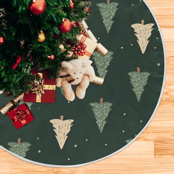 Yayeee Christmas Tree Skirt 47 inches for Xmas Tree Holiday Party Decoration, Beige Christmas Trees