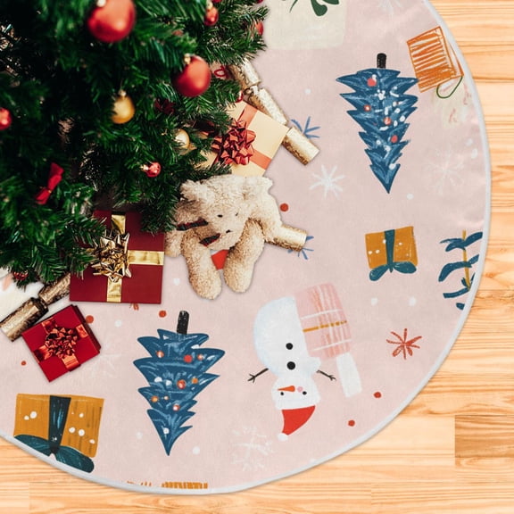 Yayeee Christmas Tree Skirt 47 inches for Xmas Tree Holiday Party Decoration, Blue Christmas Santa