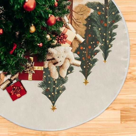 Yayeee Christmas Tree Skirt 47 inches for Xmas Tree Holiday Party Decoration, Brown Christmas Trees