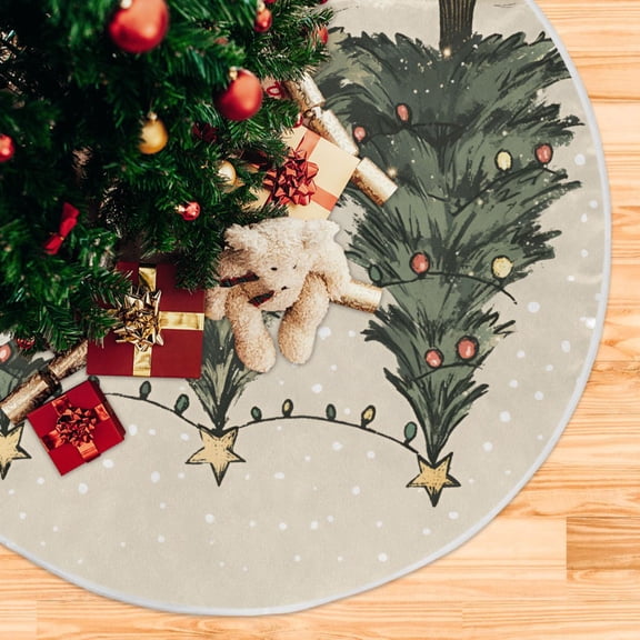 Yayeee Christmas Tree Skirt 47 inches for Xmas Tree Holiday Party Decoration, Christmas Stars