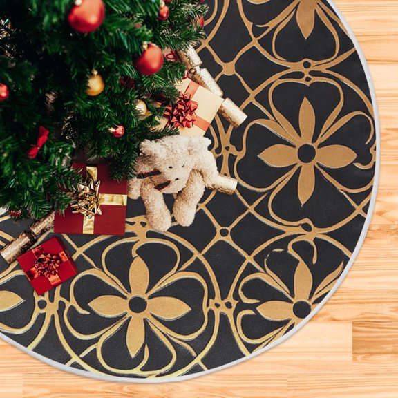 Yayeee Christmas Tree Skirt 47 inches for Xmas Tree Holiday Party Decoration, Classic Floral