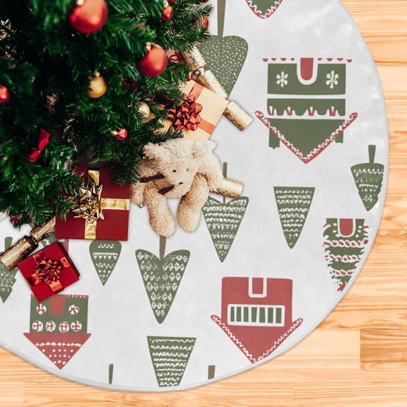 Yayeee Christmas Tree Skirt 47 inches for Xmas Tree Holiday Party Decoration, Green Christmas House