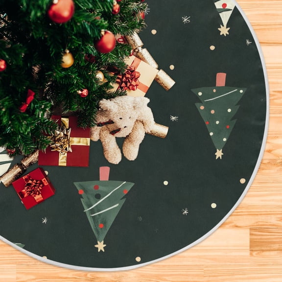 Yayeee Christmas Tree Skirt 47 inches for Xmas Tree Holiday Party Decoration, Green Christmas Trees