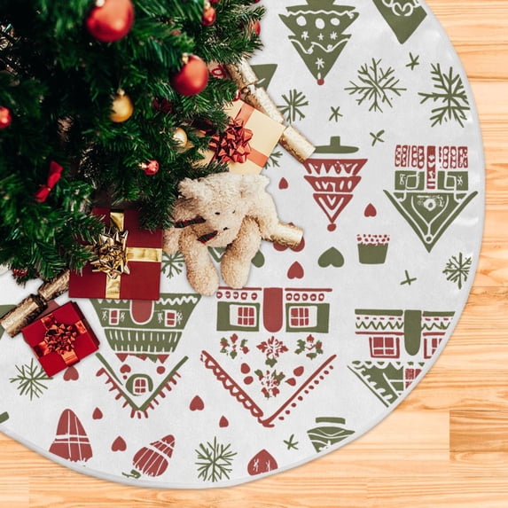Yayeee Christmas Tree Skirt 47 inches for Xmas Tree Holiday Party Decoration, Green Nordic Christmas