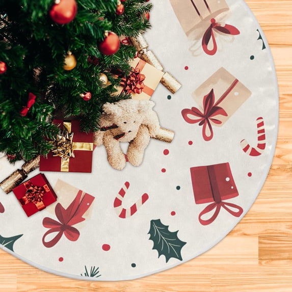 Yayeee Christmas Tree Skirt 47 inches for Xmas Tree Holiday Party Decoration, Red Christmas Gift Pattern