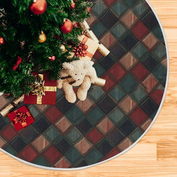 Yayeee Christmas Tree Skirt 47 inches for Xmas Tree Holiday Party Decoration, Red Tartan Pattern