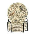thumbnail image 1 of Yayeee 6 PCS Drink Coasters with Holder Set Woven Absorbent Round Tabletop Hot Pad, Green Birds, 1 of 7