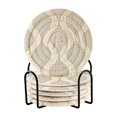thumbnail image 1 of Yayeee 6 PCS Drink Coasters with Holder Set Woven Absorbent Round Tabletop Hot Pad, Light Gray Pattern, 1 of 7