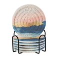 thumbnail image 1 of Yayeee 6 PCS Drink Coasters with Holder Set Woven Absorbent Round Tabletop Hot Pad, Abstract Painting, 1 of 7