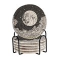 thumbnail image 1 of Yayeee 6 PCS Drink Coasters with Holder Set Woven Absorbent Round Tabletop Hot Pad, Black Moon, 1 of 7