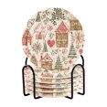 thumbnail image 1 of Yayeee 6 PCS Drink Coasters with Holder Set Woven Absorbent Round Tabletop Hot Pad, Brown Nordic Christmas House, 1 of 7